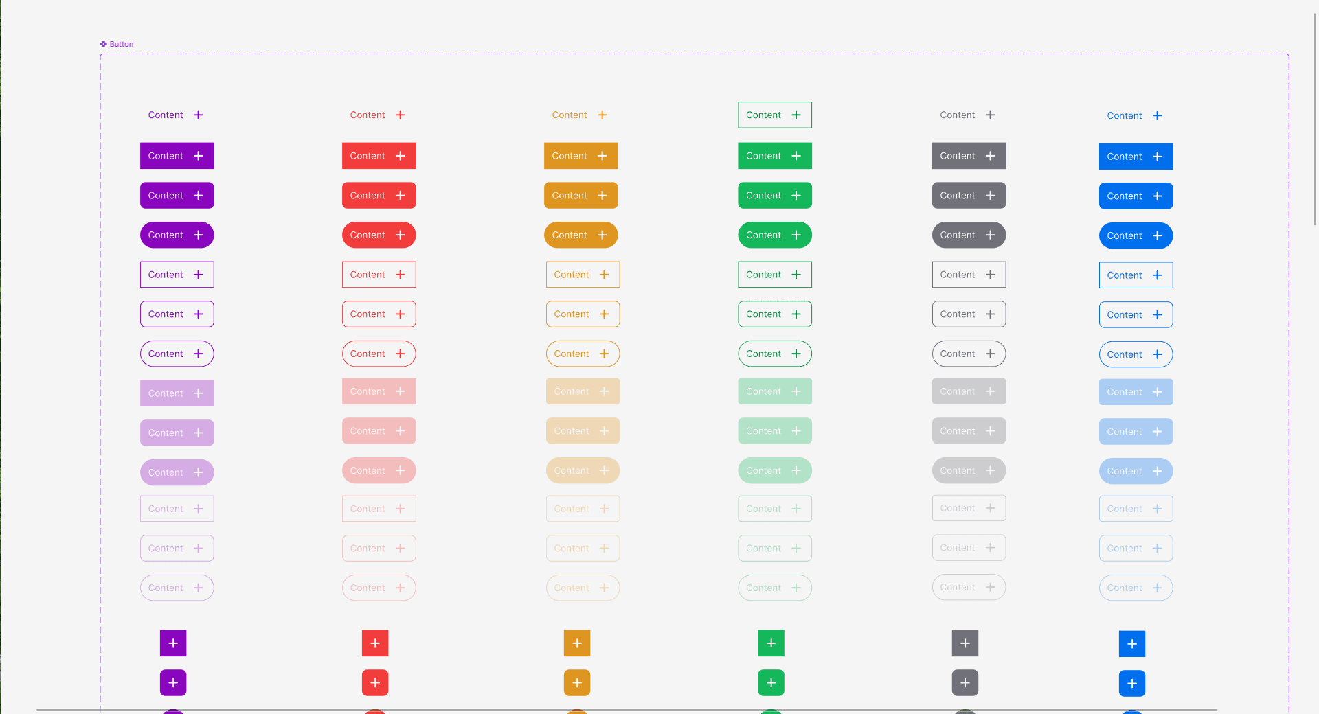 Botões do design system Fraga